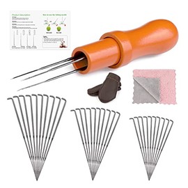 Needle Felting Kit, Needle Felting Supplies with 3 Sizes Needle Felting Needles, Needle Felting Tool Holder, Fingercots, Cleaning Cloth, Wool Felting Tool Kit for Beginner, Professional