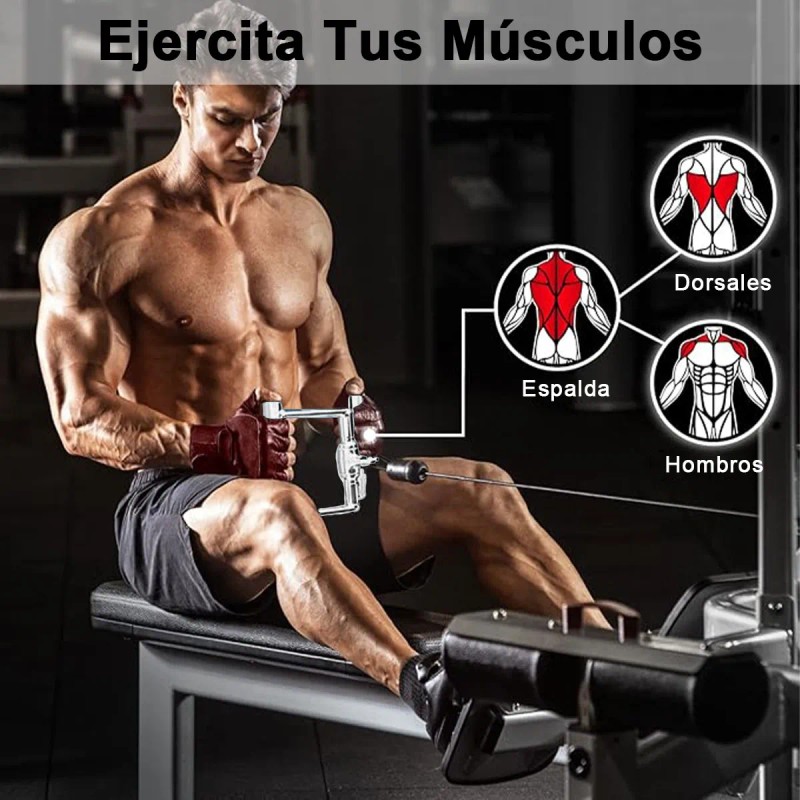 7 Agarradera Maneral Recta V Doble D Trícep Cuerda Gimnasio