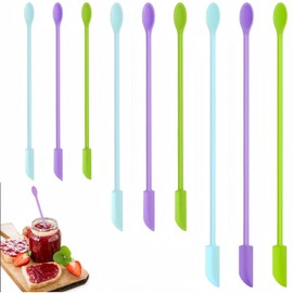 THJOPOKEEL Mini espátula de silicona de 9 piezas, espátulas largas de maquillaje, espátula pequeña de silicona, reutilizable, pequeña espátula telescópica de silicona para frascos, botellas de cocina