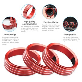 Fits Auovo [Subaru BRZ ZD8 & Toyota GR86 ZN8] (2021 2022 2023) Air Conditioner Switch AC Knob Ring Knob Cover Switch Cover Dress Up Interior Parts Zinc Alloy Accessories 3 Pieces Red