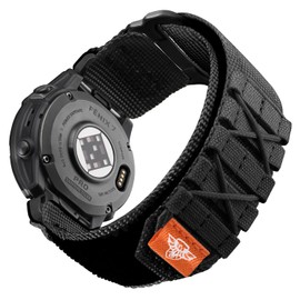 Bandletic 22mm Watch Strap Compatible with Garmin Fenix 6 Pro/6/Fenix 7/7 Pro/8/E/5/5 Pro Strap,Tactical Rugged Nylon QuickFit Sport Wrist Band for Instinct 3 2/Epix 2 Pro/Forerunner 965/955/945,Black
