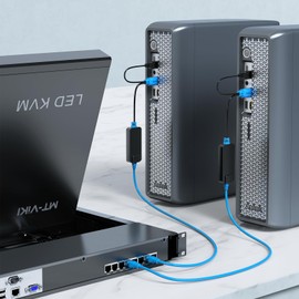 MT-VIKI 4 Pack USB HDMI to RJ45 Dongle, Work for MT-VIKI CAT6 KVM Switch (1708MS-IP/1708MS) Extend Distances up to 230ft/70m from KVM Console to Servers