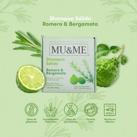 MU&ME Shampoo en Barra para Crecimiento y Control - Shampoo de Romero para el Cabello Natural Hecho en México - Sin Sulfatos ni Parabenos e Hidratante