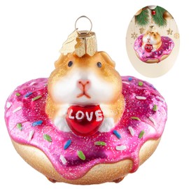 HZYC Christmas Tree Ornaments,Hand-Blown Glass Ornaments,Guinea Pig Collection Figurine Hanging Ornaments, Donut Pendant Ornaments,Christmas Decorations for Xmas Tree Holiday Party Home Gifts