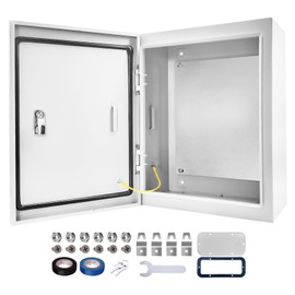 Outdoor Electrical Box 20 x 16 x 6''D NEMA 4X Enclosure Steel Box, Waterproof & Dustproof Outdoor/Indoor Lockable Electrical Junction Box, with Mounting Plate