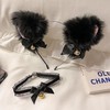 Cosplay Girl fluffy cat ear headdress accessories with collar set,