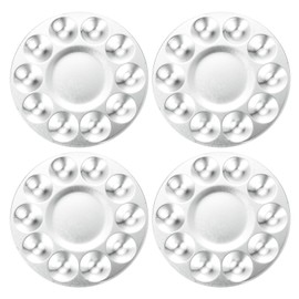 HARFINGTON 4pcs Paint Palette Tray 6.7" 10 Wells Aluminum Round Paint Mixing Pallet for Acrylic Oil Watercolor Artist DIY Painting