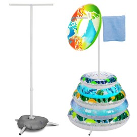 Outink Pool Float Storage Rack, Metal Adjustable Pool Float Towel Holder with Water Weight Bag, Pool Float Storage Organizer for Swimming Pool Beaches Outdoor Storage