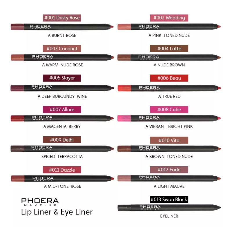 Phoera Lápiz Delineador Ojos Phoera Mate Larga Duración Labios