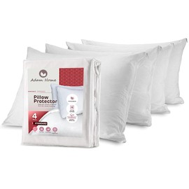 Adam Home 100% Brushed Microfiber Pillow Protectors (4 Pack, Standard Size 50 * 75 cm) Zipped Cover Case Anti Allergy, Anti Bacterial Soft White Pillow Cases