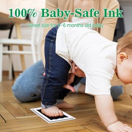 Nabance Inkless Baby Hand and Footprint Kit, Safe No Mess Ink Pad for Baby Hand and Footprints, 3 Inkless Print Pads with 2 Photo Frames, 6 Imprint Cards, Clean-Touch Newborn Inkless Print Pads