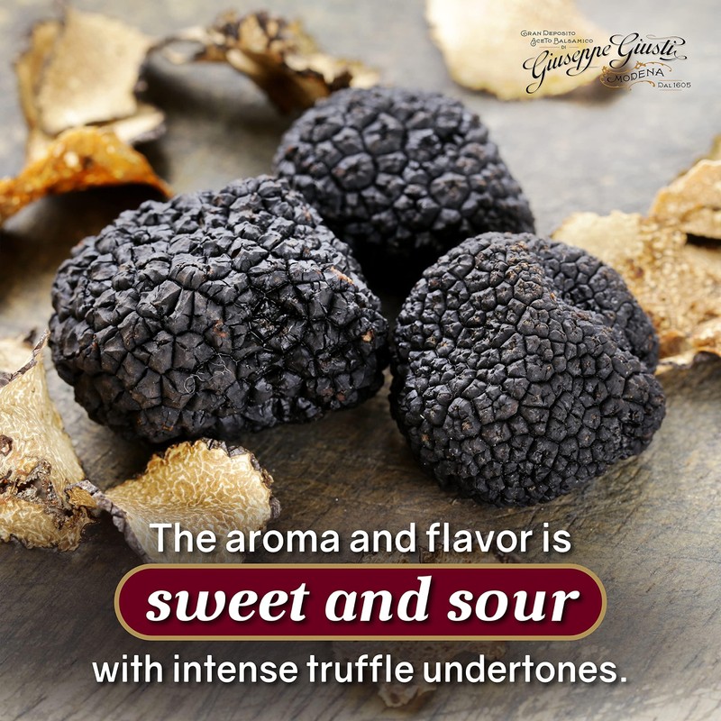 Giusti Truffle Balsamic Glaze Condiment, Gourmet Vinegar Reduction with Black