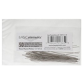 The Beadsmith Basic Elements Collapsible Eye Needles – 2.5 Inch Long – Flexible Twisted Wire – Large Eye, Easy to Thread – 50 Medium Needles