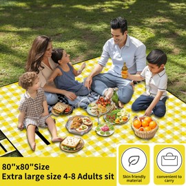 SH-RuiDu Outdoor Picnic Blanket Beach Blanket, 200x200cm Extra Large Picnic Mat Foldable Sandproof Picnic Blanket Machine Washable Picnic Rug Waterproof for Camping, Beach, Park, Family Gathering