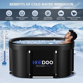 Wxtkkom New Upgrade XL 139-Gallon Oval Ice Bath Tub - 6 Layered Portable Bathtub, Recessed Bathtubs Foldable with Cover Cold Plunge Tub for Athletes, Home Gym, Outdoor Recovery Use.