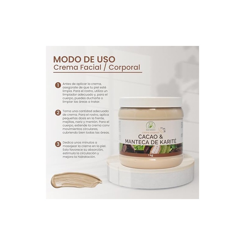 Crema de Cacao Con Manteca De Karité Con Filtro Solar