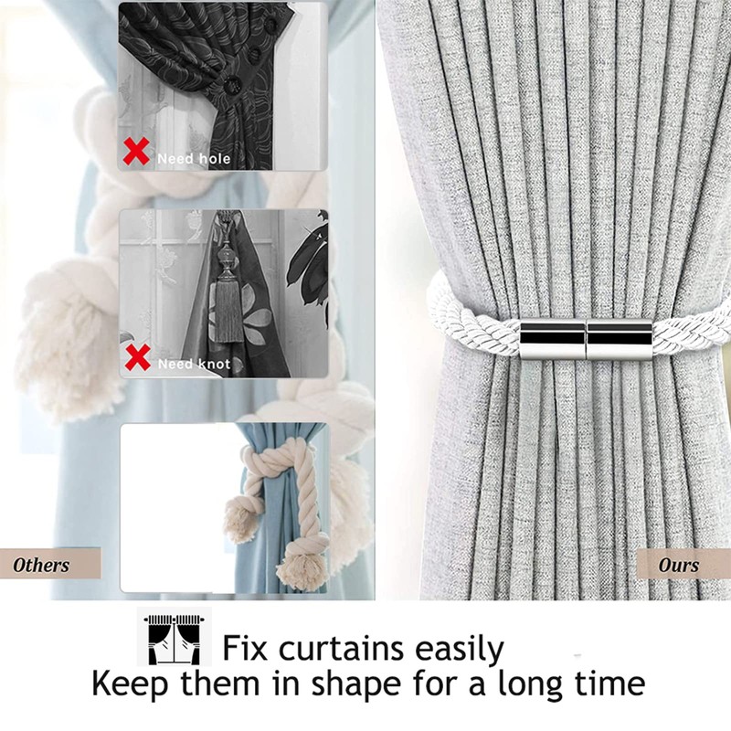 Magnetic Curtain Tiebacks 2 Pack Strong Convenient Tie Backs Clips
