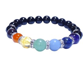 Leaf Stone [7 Colors for Evil Protection] [Release Your 7 Chakras, For Good Lucky!] Garnet, Carnelian, Citrine, Aventurine, Angelite, Lapis Lazuli, Amethyst, Onyx, Power Stone Bracelet, For
