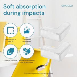 Table Corner Protectors for Furniture - Silicone Corner Guards Self-Adhesive, 8 Pcs - Clear Furniture Corner & Edge Safety Bumpers - Sharp Edge Protector Pads for Desk, Glass Tables, L Shape