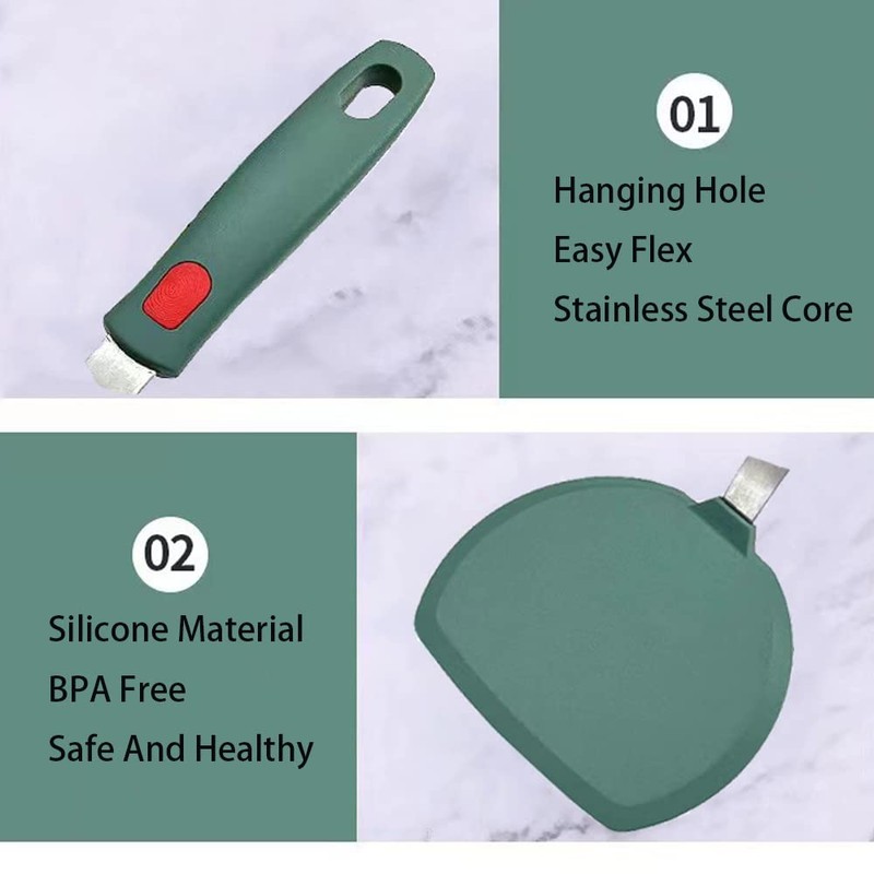 Tenta Kitchen Silicone Turner Spatula Non-Stick Cookware Safe Wide Pancake