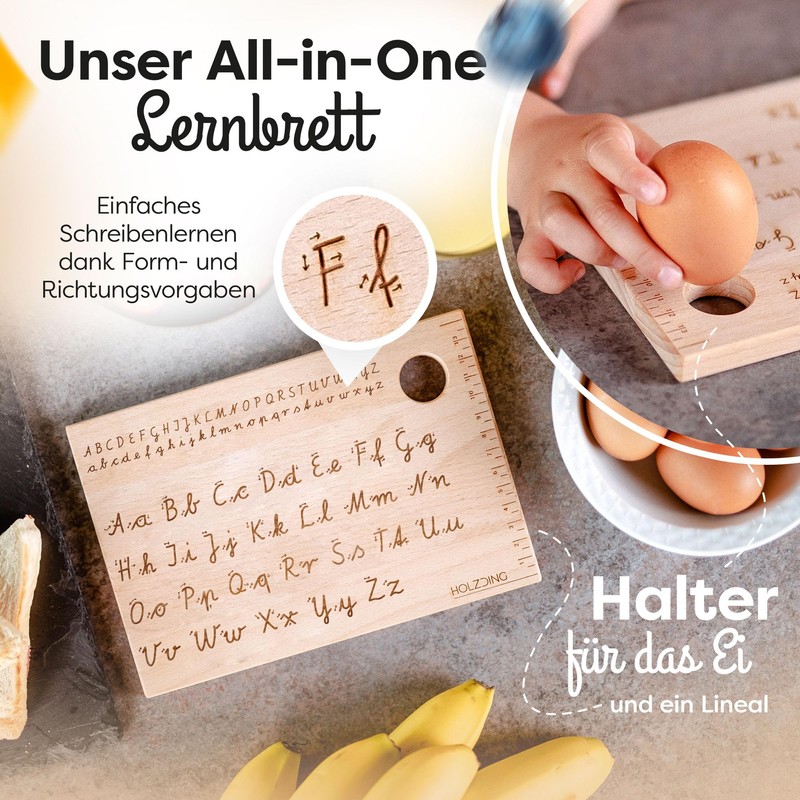 HOLZDING® Educational Boards with Egg Holder Ruler Gift for Kids