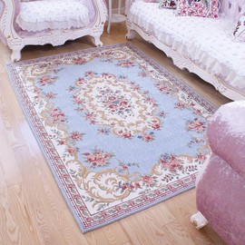 UKELER Vintage Traditional & Modern Rugs Home Decor Collection Floral Design Rugs Carpet for Bedroom (78.7''×55'', Luxury Blue)