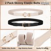 WERFORU 2 Pack Women Elastic Waist Belt Gold Buckle Belt,Black+Beige