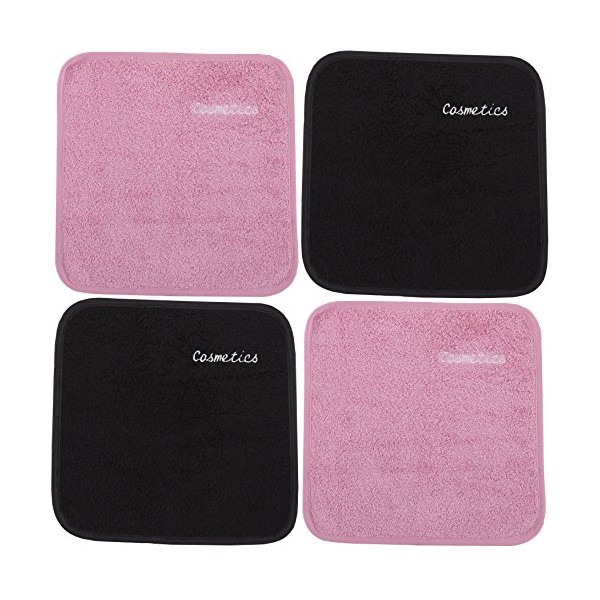 TurkishTowels Cosmetics Removal Towels (Set of 4 Towels, 2 Black-2 Pink)