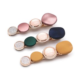 VOANZO 3PCS Pearl Hair Clips - Fashion Style Pearls Hair Barrettes Sweet Artificial Macaron Acrylic Resin Barrettes Hairpins for Women Girls Headwear Hair Accessories (yellow/pink/blue)