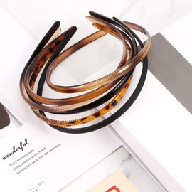 SHULLIN Pack of 6 Plastic Headbands, Plastic Simple Headbands, DIY Hair Bands, Headbands, Simple Headbands, Teeth Comb, Headband for Women and Girls, Width 8 mm (6 Colours)