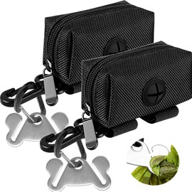 2Packs Dog Poop Bag Holder for Leash Attachment - Waste Bag Dispenser for Leash - Fits Any Dog Leash - Portable Set with Hand Free Holder Metal Carrier (Each Bag Includes 1 Holder), CA-XB2P-bk