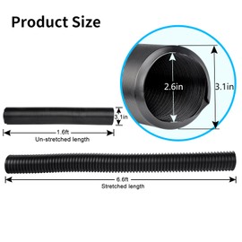Prestantious Extra Extension Flexible Pipe for Ours 3.1" OD Downspout Extender, 2.6 inches ID, 3.1 inches OD, Stretched Length 6.6ft, Black