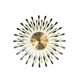 3starimex = aliases) Round Wall Clock Openwork Metal Oversized Sunburst Starburst Gold and Black Rods in Gold