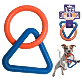 LEE BONBON Interactive Durable Dog Chew Toys for Aggressive Small Medium Large Breed Chewers Indestructible Rubber Scented Chewing Triangle Ring Pull Dog Toys for Teething Training or Boredom