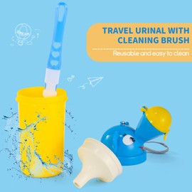 ONEDONE Portable Urinal for Kids 17 OZ Pee Bottle with Clean Brush Travel Urinal for Kids Baby Child Pee Cup for Boys Emergency Toilet for Camping Car Travel and Kid Potty Training(Yellow)