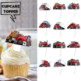 24 piezas de doble cara para decoración temática de vehículos, baby shower, niños y niñas, suministros de decoración para fiestas de feliz cumpleaños