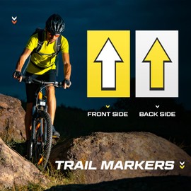 Humyoun 150 Pcs Racing Course Trail Marker Arrow Sticker Arrow Sign Directional Signs Floor Markers Flashing Arrow Signs Outdoor Camping Hiking Hunting Driving, 8"x5" (Yellow White)