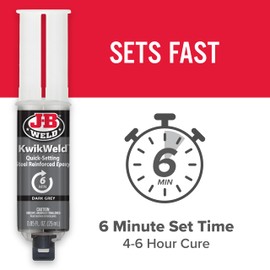 J-B Weld 6 Minute Set Epoxy KwikWeld, High Strength, Waterproof, 2 Pack, Dark Grey, 50176-2