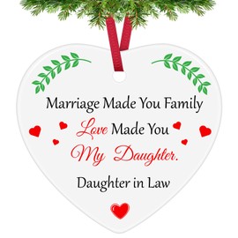 Daughter in Law Christmas Ornaments Future Daughter-in-Law Gift Wedding Gifts for Bride from Mother Father in Law Bonus Daughter Bridal Shower Gift Daughter in Law Gift from Mom Dad Ceramic Ornament