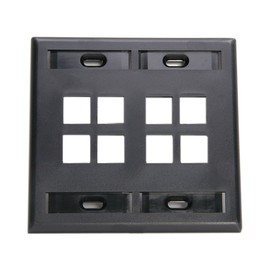 Leviton 8-Port Dual Gang QuickPort Wallplate with ID Windows, 42080-8EP, Black
