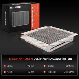 Frankberg 2x Cabin Air Filter Pollen Filter with Activated Carbon Compatible with Cabrio 450 City-Coupe 450 Crossblade 450 Fortwo Cabrio 450 Fortwo Coupe 450 Replace# 0001110V003