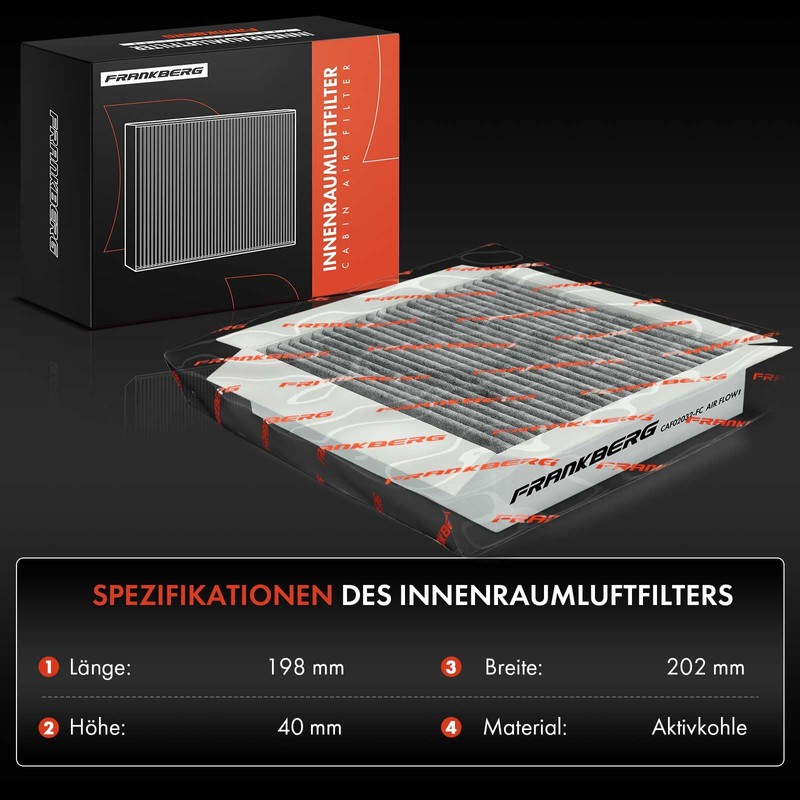 Frankberg 2x Cabin Air Filter Pollen Filter with Activated Carbon
