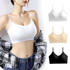 Wireless Sports Bra Top Pilates Integrated Crop Sleeveless White 66(XL)