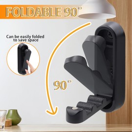 2Pcs Folding Coat Hooks for Hanging, Collapsible Towel Hooks for Bathrooms, Zinc Alloy Folding Heavy Duty Wall Hook with Screws for Clothes, Hat, Bags (Black)