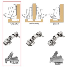 LOOTICH Clip-on 165 Degree Corner Stop Soft Close Hinges 35 mm with Damping Pot Hinge Standard Hinges with Automatic Closing for Kitchen Cabinet Wardrobe Cabinet Door Furniture Pack of 4