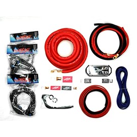 Dual Amp Kit Sky High Car Audio 1/0 to Dual 4 Gauge Complete Amp Kit (Red/Black)