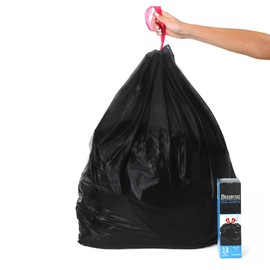 Basuritas | 60 Bolsas de Basura Grandes con cinta de cierre, 65 x 77 cm (pack 5x12)