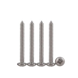 Drenky M5X50 50PCS Phillips Pan Head Screws 304 Stainless Steel Self-Tapping Screws Self-Drilling Wood Screws Standard Cross Groove Full Thread Woodworking Fastener