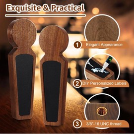 6 PCS Wooden Beer Tap Handle Ebony Tap Handles 3/8''-16 UNC Thread Chalkboard Keg Tap Handle for Kegerator Beer Tap Faucet with 5PCS Chalk Markers Pen,Gift for Beer Lovers