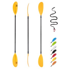 OCEANBROAD Carbon Shaft Kayak Paddle Adjustable 86in/220CM to 94in/240CM Kayaking Oar with Paddle Leash 1 Paddle, Yellow